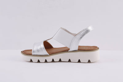 HEAVENLY FEET - RITZ CHUNKY FLAT FASHION SANDAL -  WHITE/SILVER