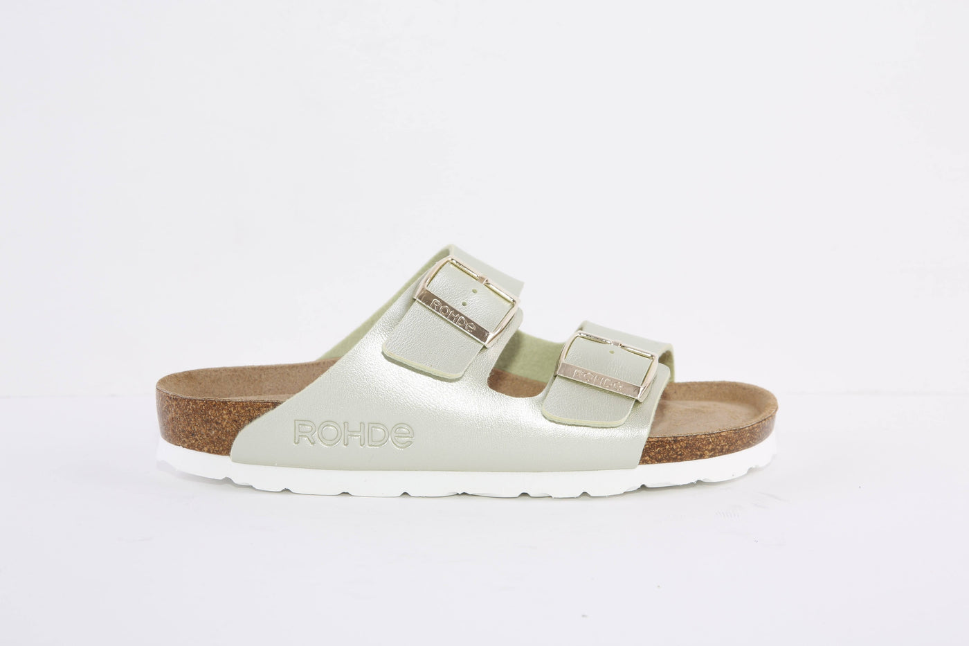 ROHDE - 5653 65 FLAT 2 BUCKLE COMFORT MULE - GREEN METALLIC