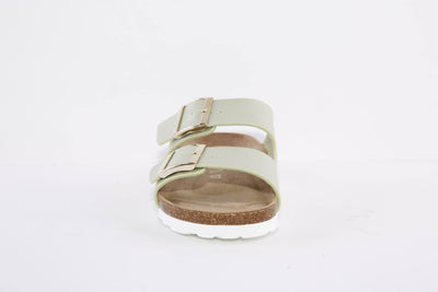 ROHDE - 5653 65 FLAT 2 BUCKLE COMFORT MULE - GREEN METALLIC