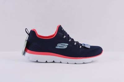SKECHERS - 149523 SUMMITS-PERFECT VIEWS-BUNGEE SLIP-ON RUNNER - NAVY/CORAL