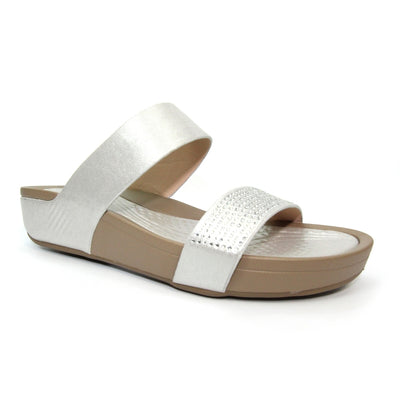 LUNAR - JLH169 Treen Metallic Mule Sandal Silver