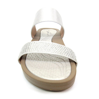 LUNAR - JLH169 Treen Metallic Mule Sandal Silver