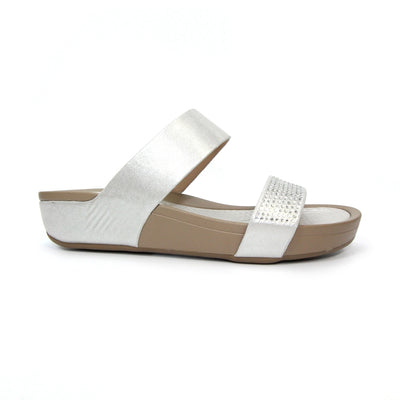 LUNAR - JLH169 Treen Metallic Mule Sandal Silver