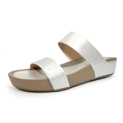 LUNAR - JLH169 Treen Metallic Mule Sandal Silver